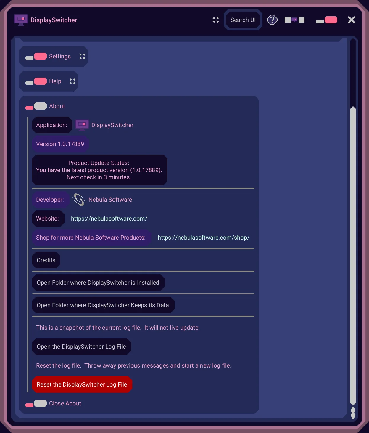 Nebula Software DisplaySwitcher screenshot