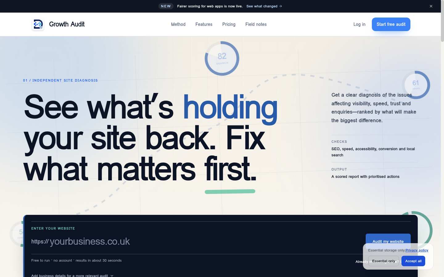 Growth Audit: Above the fold