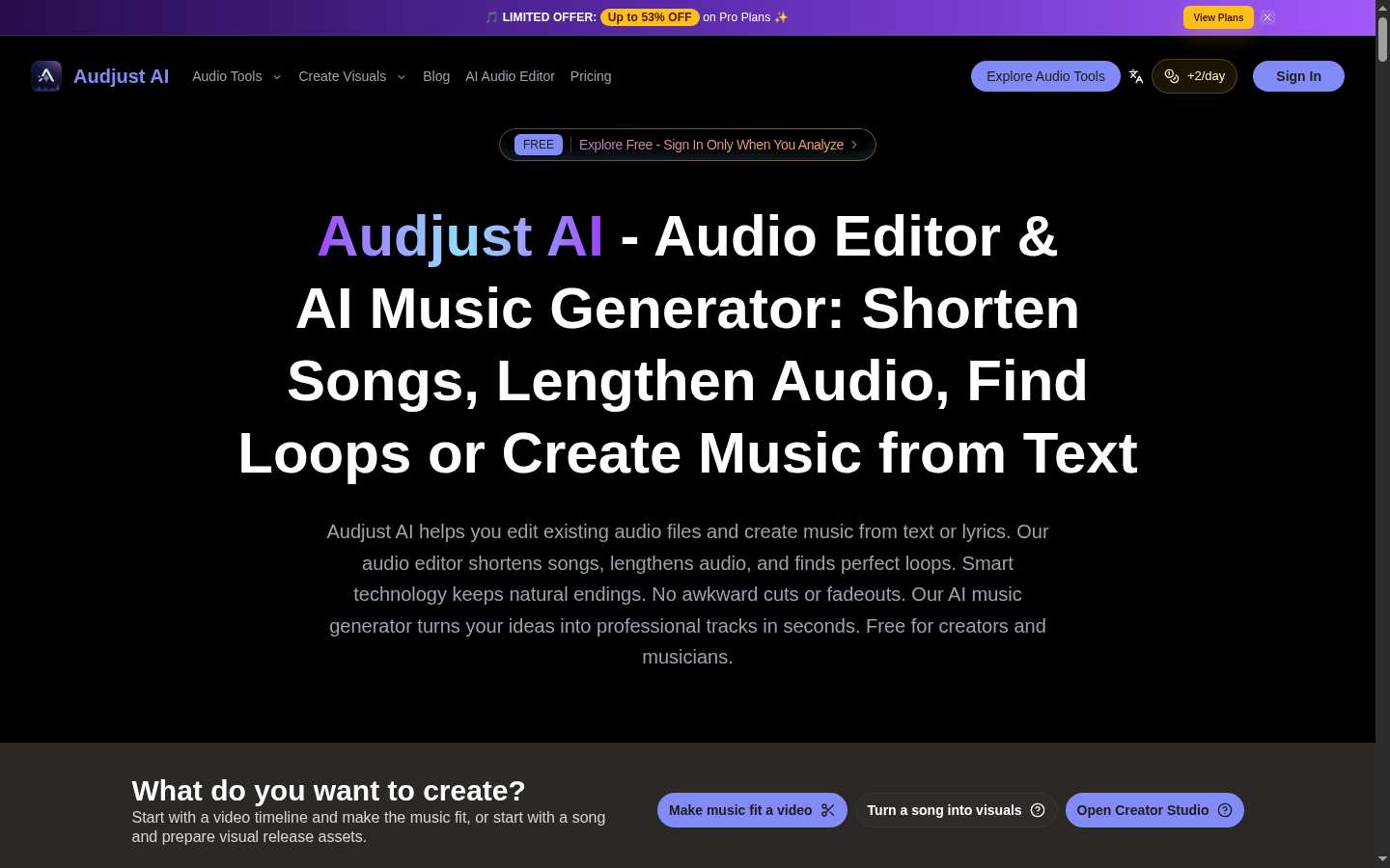 Audjust AI: Above the fold