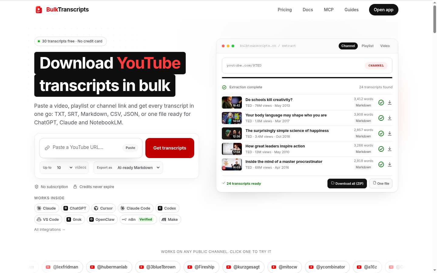 BulkTranscripts: Above the fold