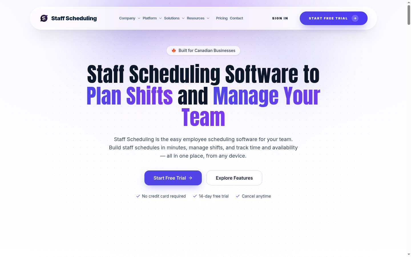 Staff Scheduling: Above the fold