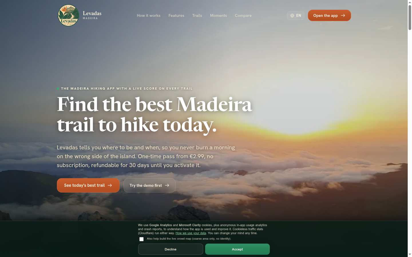 Levadas Live: Above the fold