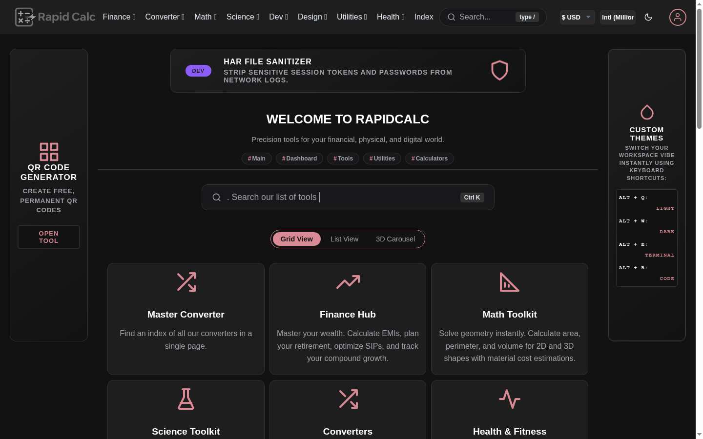 RapidCalc: Above the fold