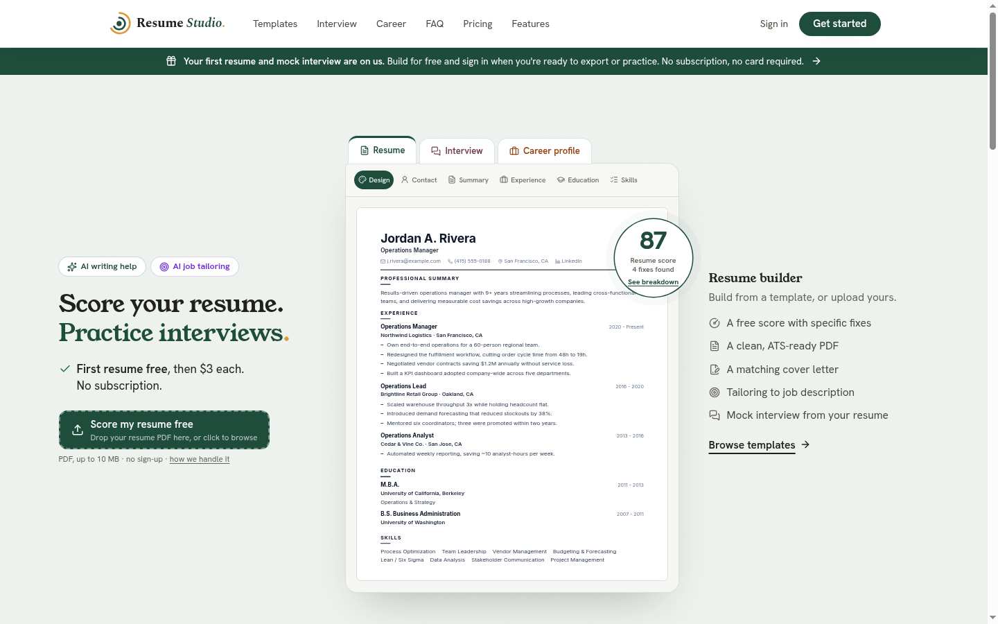 Resume Studio screenshot