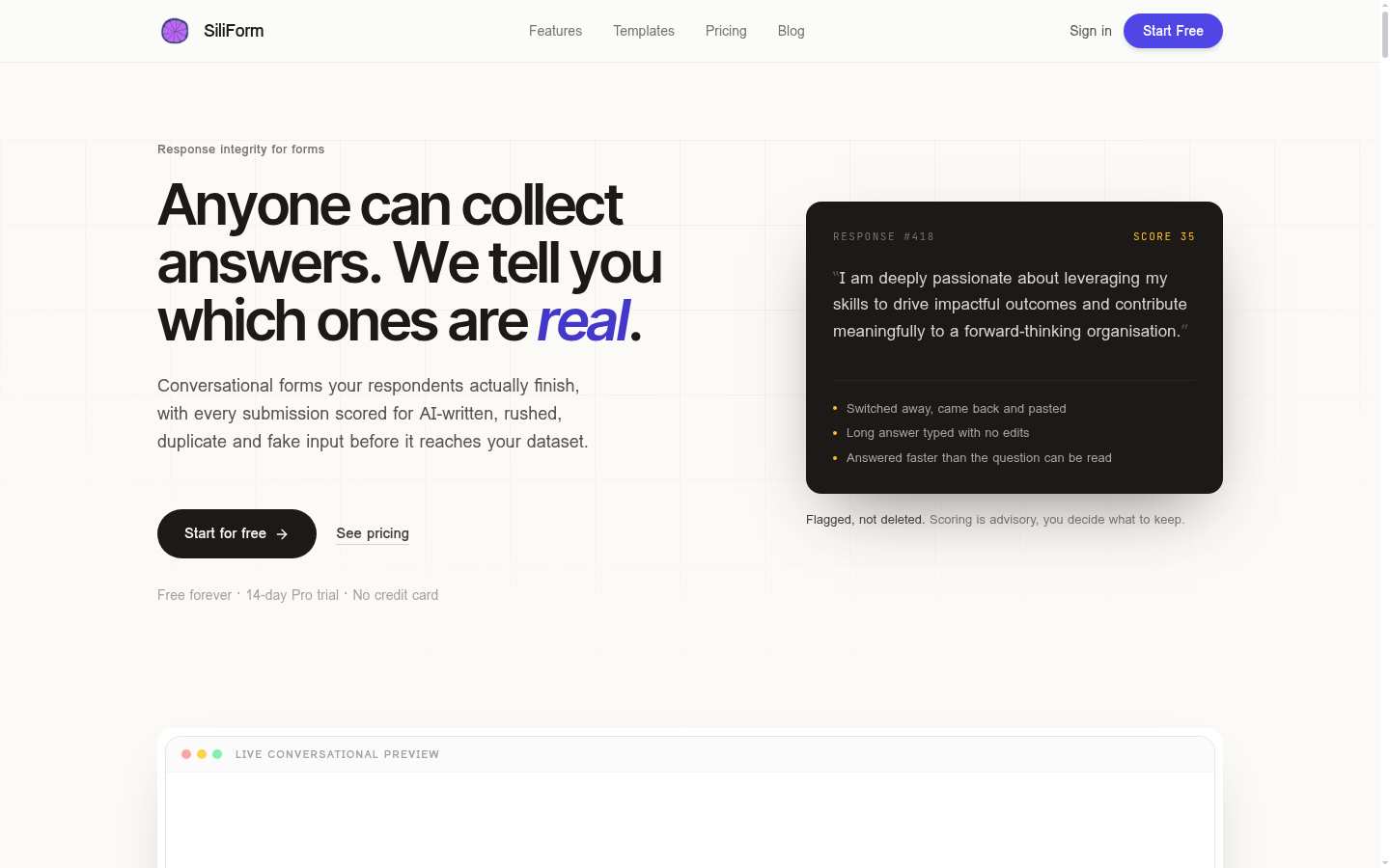 SiliForm: Above the fold