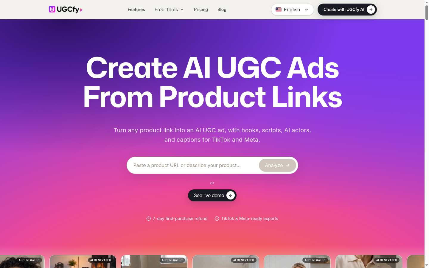 UGCfy AI: Above the fold